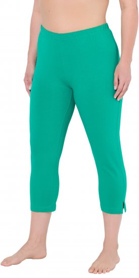 Ulla Popken Basic Stretch Knit Capris Green - Naisten farkut ja housut isot koot - 