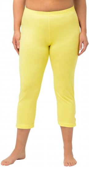 Ulla Popken Basic Stretch Knit Capris Yellow - Naisten farkut ja housut isot koot - 