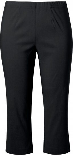 Ulla Popken Stretch Basic Bengaline Capri Pants Black - Naisten farkut ja housut isot koot - 