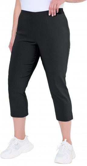 Ulla Popken Stretch Basic Bengaline Capri Pants Black - Naisten farkut ja housut isot koot - 