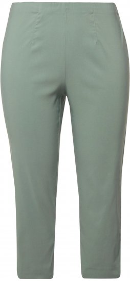 Ulla Popken Stretch Basic Bengaline Capri Pants Light Moss Green - Naisten farkut ja housut isot koot - 