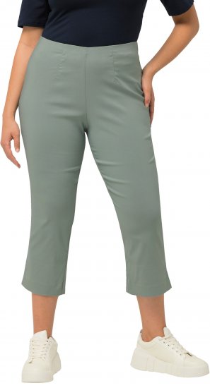 Ulla Popken Stretch Basic Bengaline Capri Pants Light Moss Green - Naisten farkut ja housut isot koot - 