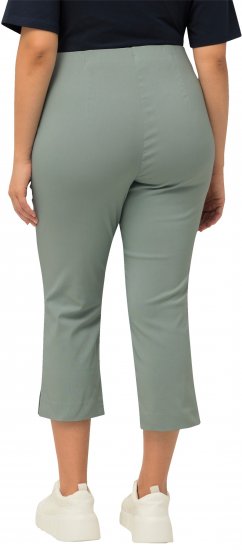 Ulla Popken Stretch Basic Bengaline Capri Pants Light Moss Green - Naisten farkut ja housut isot koot - 