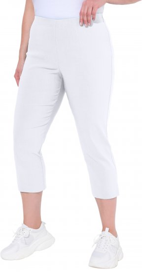 Ulla Popken Stretch Basic Bengaline Capri Pants Snow White - Naisten farkut ja housut isot koot - 