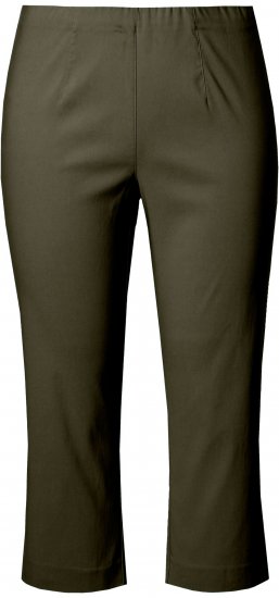 Ulla Popken Stretch Basic Bengaline Capri Pants Forest Forest Green - Naisten farkut ja housut isot koot - 