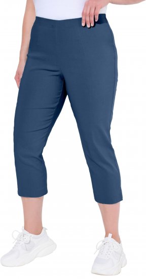 Ulla Popken Stretch Basic Bengaline Capri Pants Denim Blue - Naisten farkut ja housut isot koot - 