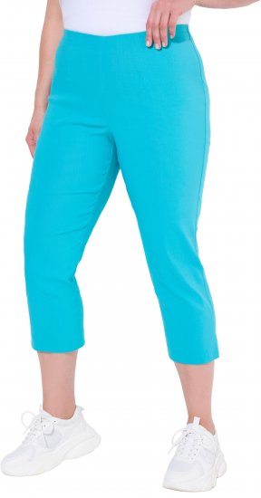 Ulla Popken Stretch Basic Bengaline Capri Pants Deep Aqua - Naisten farkut ja housut isot koot - 