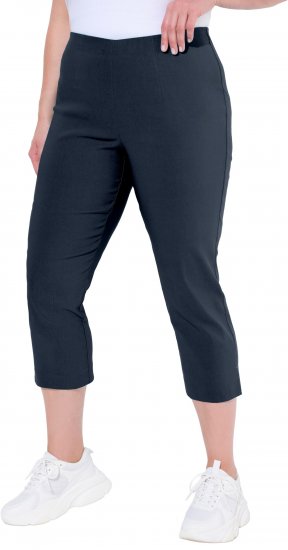 Ulla Popken Stretch Basic Bengaline Capri Pants Navy Blue - Naisten farkut ja housut isot koot - 