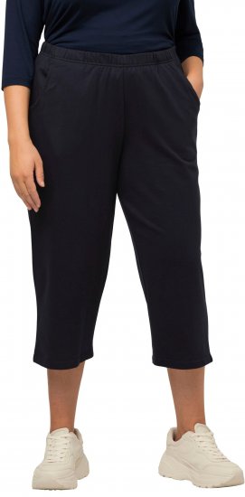 Ulla Popken Pull On Knit Elastic Waist Pocket Crop Pants Blue - Naisten farkut ja housut isot koot - 