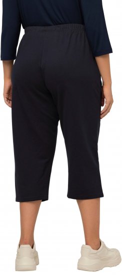 Ulla Popken Pull On Knit Elastic Waist Pocket Crop Pants Blue - Naisten farkut ja housut isot koot - 