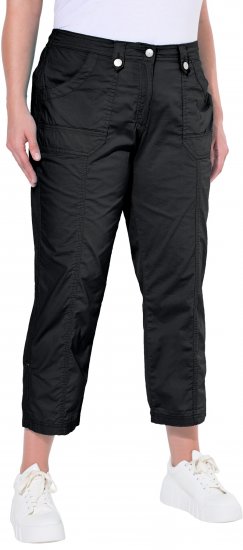 Ulla Popken Roll Tab Hem Stretch Cargo Pants Black - Naisten farkut ja housut isot koot - 