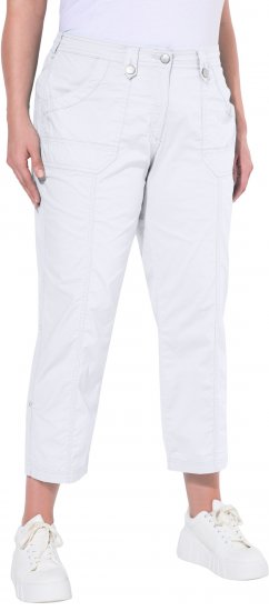 Ulla Popken Roll Tab Hem Stretch Cargo Pants White - Naisten farkut ja housut isot koot - 