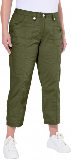 Ulla Popken Roll Tab Hem Stretch Cargo Pants Green - Naisten farkut ja housut isot koot - 