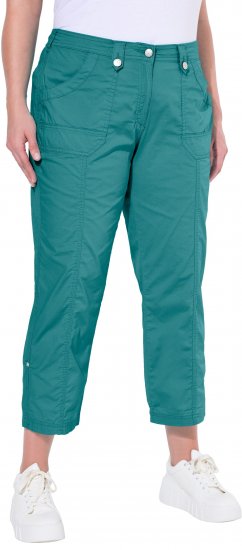 Ulla Popken Roll Tab Hem Stretch Cargo Pants Teal - Naisten farkut ja housut isot koot - 