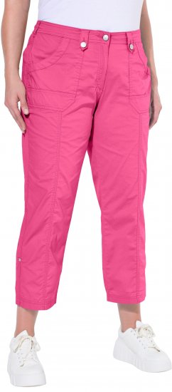 Ulla Popken Roll Tab Hem Stretch Cargo Pants Pink - Naisten farkut ja housut isot koot - 