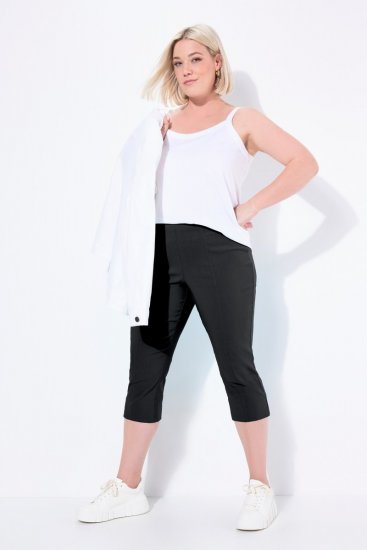 Ulla Popken Bengaline Elastic Waist Stretch Capri Pants Black - Kangashousut - Naisten plus-size kangashousut