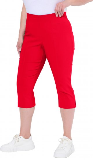 Ulla Popken Bengaline Elastic Waist Stretch Capri Pants Red - Naisten farkut ja housut isot koot - 