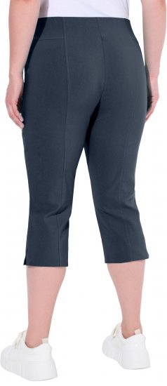 Ulla Popken Bengaline Elastic Waist Stretch Capri Pants Navy Blue - Farkut & Housut Isoissa Koissa – Plus Size - 