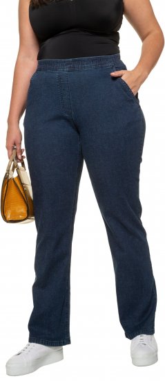 Ulla Popken Straight Leg Elastic Waist Mandy Fit Stretch Jeans Denim Blue - Naisten farkut ja housut isot koot - 