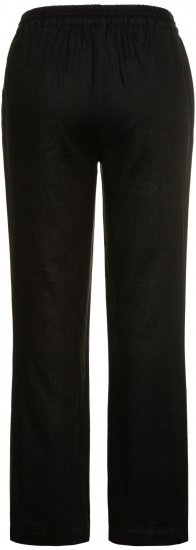 Ulla Popken Drawstring Elastic Waist Mary Fit Linen Pants Black - Naisten farkut ja housut isot koot - 