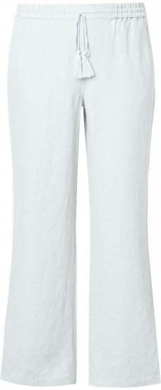 Ulla Popken Drawstring Elastic Waist Mary Fit Linen Pants Snow White - Naisten farkut ja housut isot koot - 