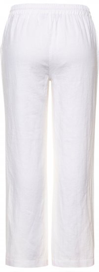 Ulla Popken Drawstring Elastic Waist Mary Fit Linen Pants Snow White - Naisten farkut ja housut isot koot - 