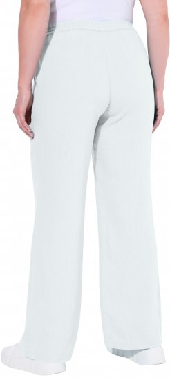 Ulla Popken Drawstring Elastic Waist Mary Fit Linen Pants Snow White - Naisten farkut ja housut isot koot - 