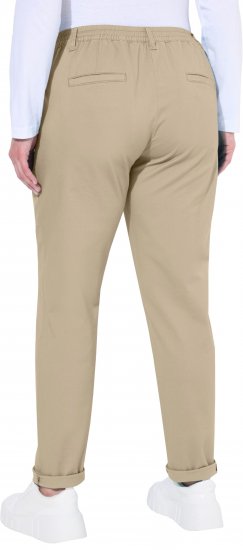 Ulla Popken Chino Elastic Waist Stretch Cotton Pants Brown - Naisten farkut ja housut isot koot - 