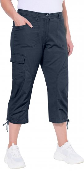 Ulla Popken Stretch Cotton Cargo Crop Pants Navy - Naisten farkut ja housut isot koot - 