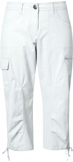 Ulla Popken Stretch Cotton Cargo Crop Pants Snow White - Naisten farkut ja housut isot koot - 