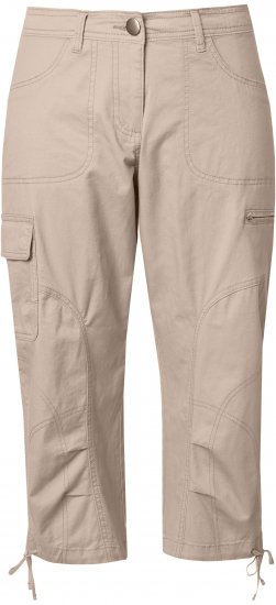 Ulla Popken Stretch Cotton Cargo Crop Pants Beige - Naisten farkut ja housut isot koot - 