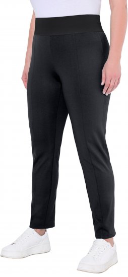 Ulla Popken Slim Leg Sienna Fit Ponte Stretch Knit Pants Black - Naisten farkut ja housut isot koot - 