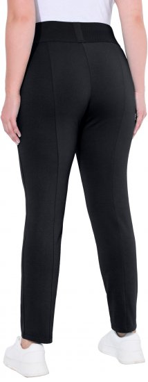 Ulla Popken Slim Leg Sienna Fit Ponte Stretch Knit Pants Black - Naisten farkut ja housut isot koot - 