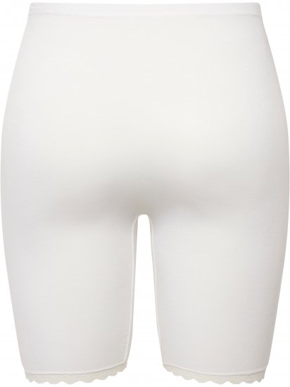 Ulla Popken Lace Hem Stretch Viscose Knit Bicycle Length Lounge Shorts White - Farkut & Housut Isoissa Koissa – Plus Size - 