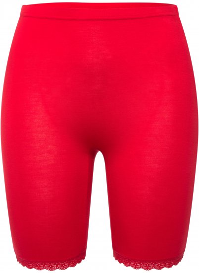 Ulla Popken Lace Hem Stretch Viscose Knit Bicycle Length Lounge Shorts Red - Naisten farkut ja housut isot koot - 