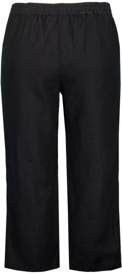 Ulla Popken Cool Linen Elastic Waist Capri Pants Black - Farkut & Housut Isoissa Koissa – Plus Size - 