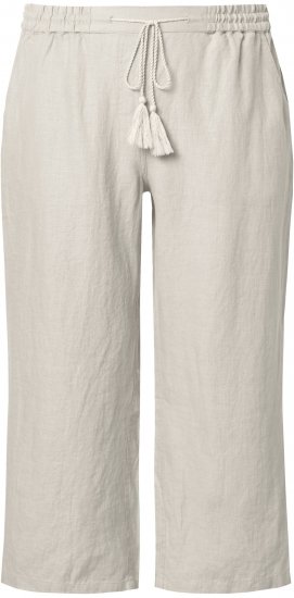 Ulla Popken Cool Linen Elastic Waist Capri Pants Brown - Naisten farkut ja housut isot koot - 