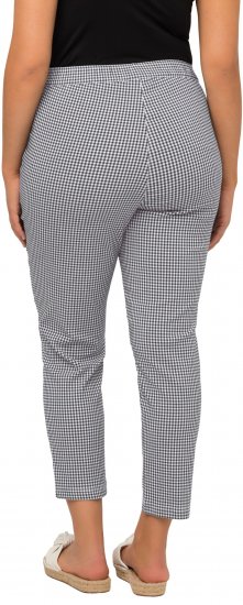 Ulla Popken Check Bengaline Slim Leg Sienna Fit Stretch Crop Pants Black - Naisten farkut ja housut isot koot - 