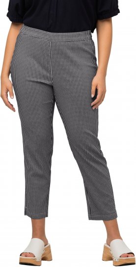 Ulla Popken Check Bengaline Slim Leg Sienna Fit Stretch Crop Pants Navy - Naisten farkut ja housut isot koot - 
