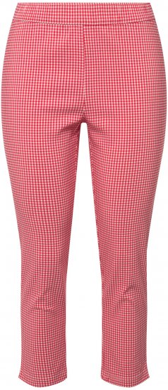 Ulla Popken Check Bengaline Slim Leg Sienna Fit Stretch Crop Pants Light Pink - Naisten farkut ja housut isot koot - 