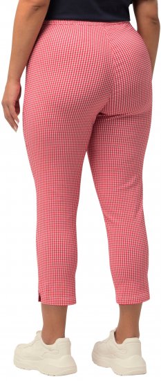 Ulla Popken Check Bengaline Slim Leg Sienna Fit Stretch Crop Pants Light Pink - Naisten farkut ja housut isot koot - 