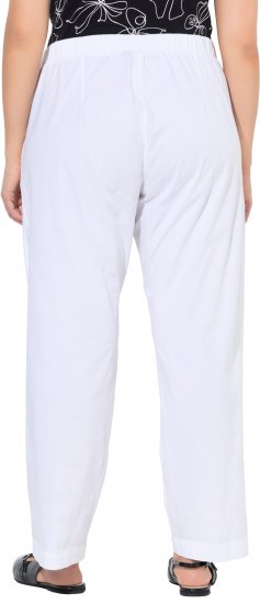 Ulla Popken Wide Leg Ruby Fit Stretch Chino Pants Snow White - Naisten farkut ja housut isot koot - 