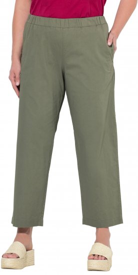 Ulla Popken Wide Leg Ruby Fit Stretch Chino Pants Green - Naisten farkut ja housut isot koot - 