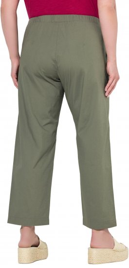 Ulla Popken Wide Leg Ruby Fit Stretch Chino Pants Green - Naisten farkut ja housut isot koot - 
