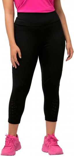 Ulla Popken Quick Dry Sport Crop Leggings Black - Naisten farkut ja housut isot koot - 