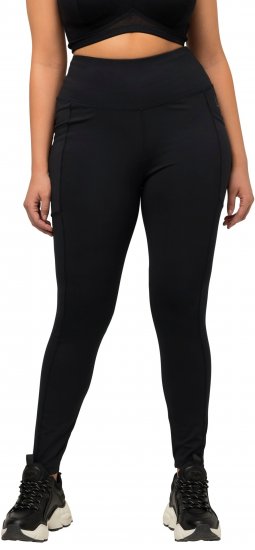 Ulla Popken High Waist Quick Dry Recycled Stretch Leggings Black - Naisten farkut ja housut isot koot - 