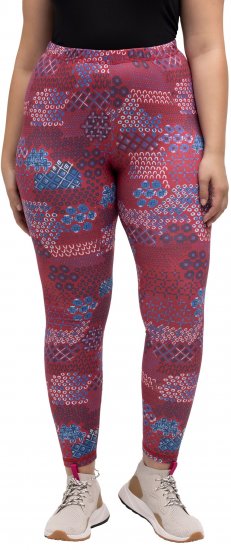 Ulla Popken Graphic Print Recycled Polyester Quick Dry Stretch Leggings Red - Naisten farkut ja housut isot koot - 
