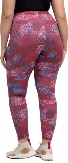 Ulla Popken Graphic Print Recycled Polyester Quick Dry Stretch Leggings Red - Naisten farkut ja housut isot koot - 