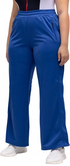 Ulla Popken Snap Placket Side Seam Wide Leg Recycled Polyester Knit Joggers Blue - Farkut & Housut Isoissa Koissa – Plus Size - 