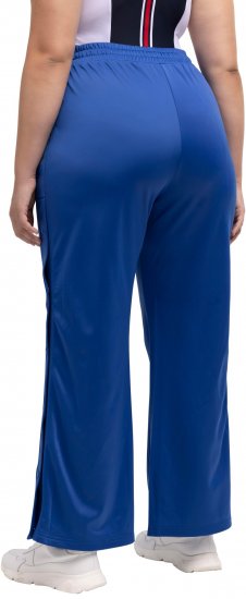 Ulla Popken Snap Placket Side Seam Wide Leg Recycled Polyester Knit Joggers Blue - Farkut & Housut Isoissa Koissa – Plus Size - 